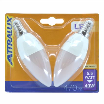 ΣET 2x λαμπτήρες LED E14/5,5W/230V 2700K - Attralux