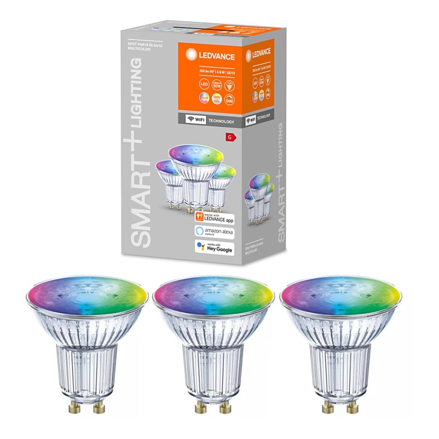 ΣET 3x LED RGB Dimming λαμπτήρες SMART+ GU10/4,9W/230V 2,700K-6,500K - Ledvance