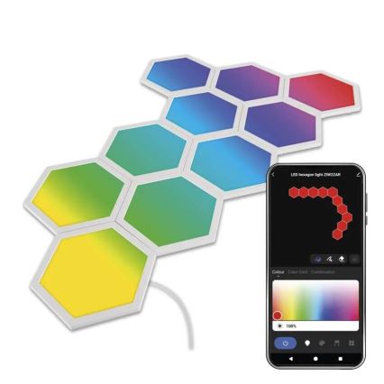 ΣΕΤ 10x RGBIC Πάνελ dimming LED/1,9W/230V Wi-Fi Tuya