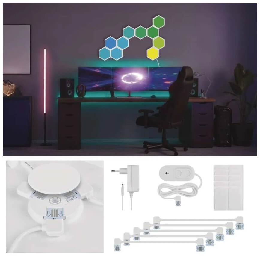 ΣΕΤ 10x RGBIC Πάνελ dimming LED/1,9W/230V Wi-Fi Tuya