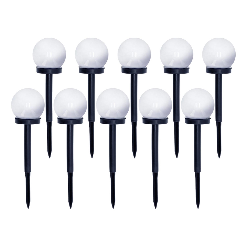 ΣΕΤ 10x Ηλιακή λάμπα LED LED/0,12W/1,2V 6500K IP44 μαύρο/λευκό