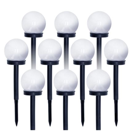 ΣΕΤ 10x Ηλιακή λάμπα LED LED/0,12W/1,2V 6500K IP44 μαύρο/λευκό