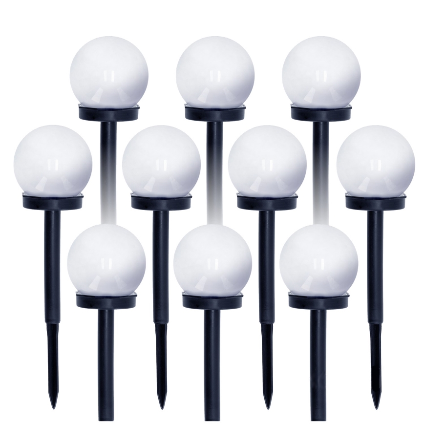 ΣΕΤ 10x Ηλιακή λάμπα LED LED/0,12W/1,2V 6500K IP44 μαύρο/λευκό