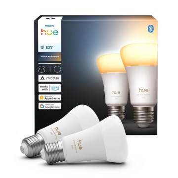 Σετ 2 τεμ. ρυθμιζόμενες LED λάμπες Philips Hue WHITE AMBIANCE E27/6W/230V 1000-20000K