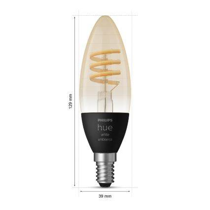 ΣΕΤ 2x LED Dimmable Λάμπες Philips Hue WHITE AMBIANCE E14/4,6W/230V