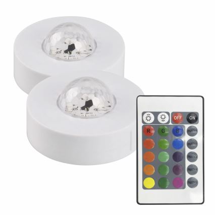 ΣΕΤ 2x LED RGB Dimming διακοσμητικό φωτιστικό FESTA 3xAAA/4,5V + τηλεχειριστήριο