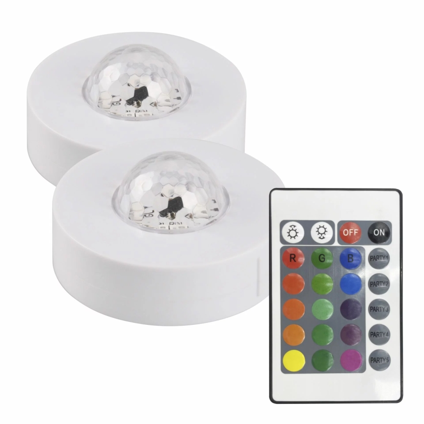 ΣΕΤ 2x LED RGB Dimming διακοσμητικό φωτιστικό FESTA 3xAAA/4,5V + τηλεχειριστήριο
