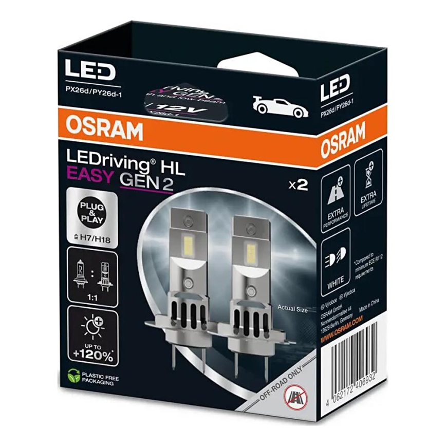 ΣΕΤ 2x LED Λάμπα αυτοκινήτου EASY GEN H7 PX26d/16W/12V 6500K - Osram