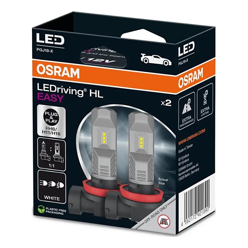 ΣΕΤ 2x LED Λάμπα αυτοκινήτου H8/H11/H16 PGJ19-X/8,2W/12V 6000K - Osram