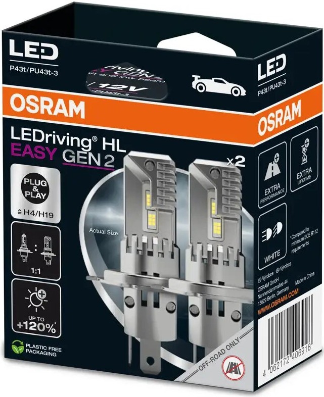 ΣΕΤ 2x LED Λάμπα αυτοκινήτου LEDriving H4/H19 P43t/PU43T-3/25W/12V 6500K - Osram