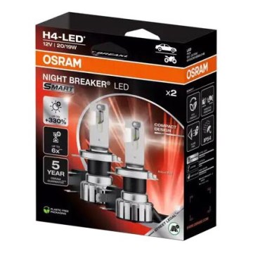 ΣΕΤ 2x LED Λάμπα αυτοκινήτου NIGHT BREAKER H4 P43t/20/19W/12V - Osram