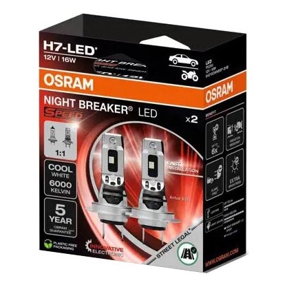 ΣΕΤ 2x LED Λάμπα αυτοκινήτου NIGHT BREAKER H7 PX26d/16W/12V 6000K - Osram