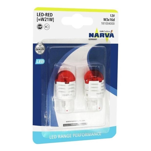 ΣΕΤ 2x LED Λάμπα αυτοκινήτου W21W W3x16d/1,75W/12V κόκκινο - Narva 18100RPNVAB2