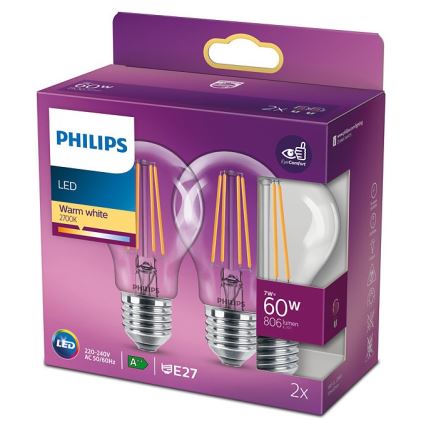 ΣΕΤ 2x LED Λαμπτήρες VINTAGE Philips E27/7W/230V 2700K