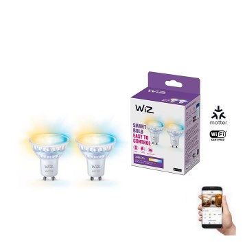 ΣΕΤ 2x LED Ρυθμιζόμενη λάμπα PAR16 GU10/4,7W/230V 2700-6500K CRI 90 Wi-Fi - WiZ
