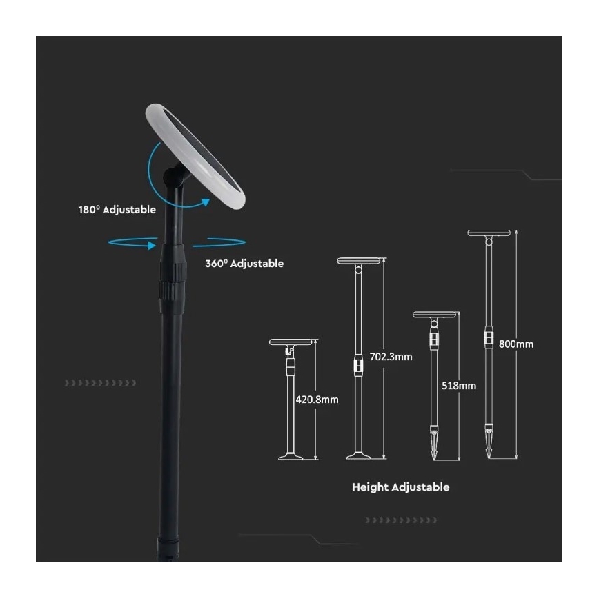 ΣΕΤ 2x LED Ρυθμιζόμενο ηλιακό φωτιστικό GARDEN LED/3W/5V 42-80 cm 4000K IP65