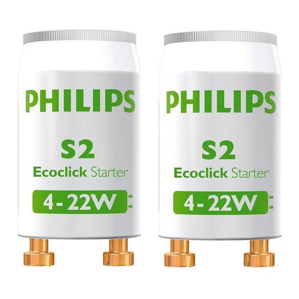 ΣΕΤ 2x Starter για λαμπτήρες φθορισμού Philips S2 4-22W