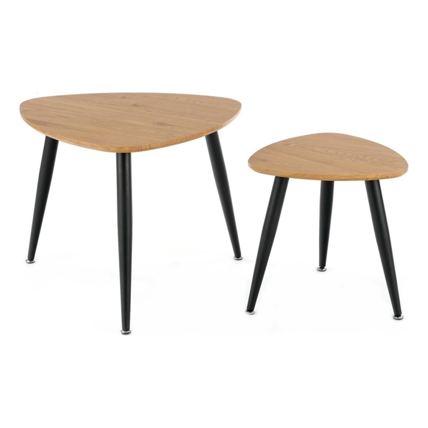 ΣΕΤ 2x Βοηθητικό τραπεζάκι NICEA διάμετρος 40/60 cm χρυσή δρυς/μαύρο