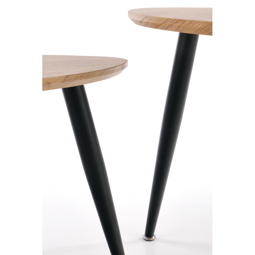 ΣΕΤ 2x Βοηθητικό τραπεζάκι NICEA διάμετρος 40/60 cm χρυσή δρυς/μαύρο
