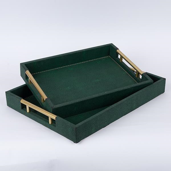 ΣΕΤ 2x Διακοσμητικός δίσκος 40x30/34x24 cm πράσινο