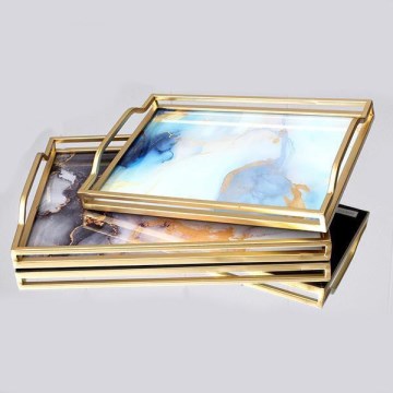ΣΕΤ 2x Διακοσμητικός δίσκος 40x30/35x25 cm χρυσό