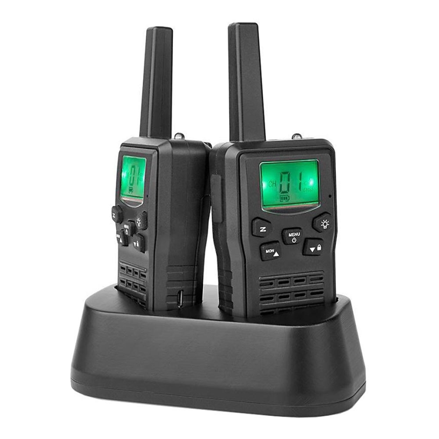 ΣΕΤ 2x Επαναφορτιζόμενο walkie-talkie με  φωτισμό LED 1300 mAh εμβέλεια 10 km