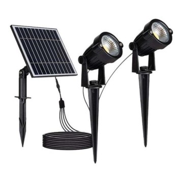 ΣΕΤ 2x Ηλιακό φωτιστικό LED εξωτερικού χώρου 2xLED/1,2W/3,7V IP65 3000K 4000 mAh