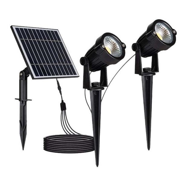 ΣΕΤ 2x Ηλιακό φωτιστικό LED εξωτερικού χώρου 2xLED/1,2W/3,7V IP65 3000K 4000 mAh