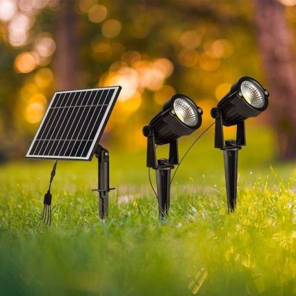 ΣΕΤ 2x Ηλιακό φωτιστικό LED εξωτερικού χώρου 2xLED/1,2W/3,7V IP65 3000K 4000 mAh