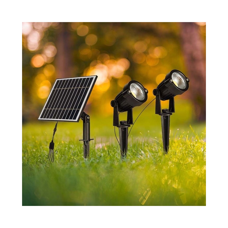 ΣΕΤ 2x Ηλιακό φωτιστικό LED εξωτερικού χώρου 2xLED/1,2W/3,7V IP65 3000K 4000 mAh