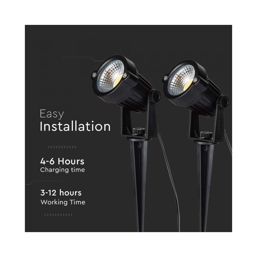 ΣΕΤ 2x Ηλιακό φωτιστικό LED εξωτερικού χώρου 2xLED/1,2W/3,7V IP65 3000K 4000 mAh