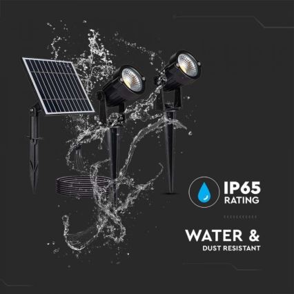ΣΕΤ 2x Ηλιακό φωτιστικό LED εξωτερικού χώρου 2xLED/1,2W/3,7V IP65 3000K 4000 mAh
