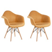 ΣΕΤ 2x Καρέκλα τραπεζαρίας NEREA 80x60,5 cm κίτρινο/οξιά