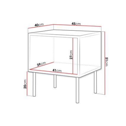 ΣΕΤ 2x Κομοδίνο CORTINA 51x45 cm μαύρο
