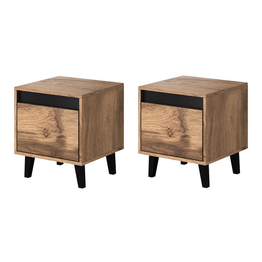 ΣΕΤ 2x Κομοδίνο NORD 45x40 cm δρυς wotan/ανθρακί