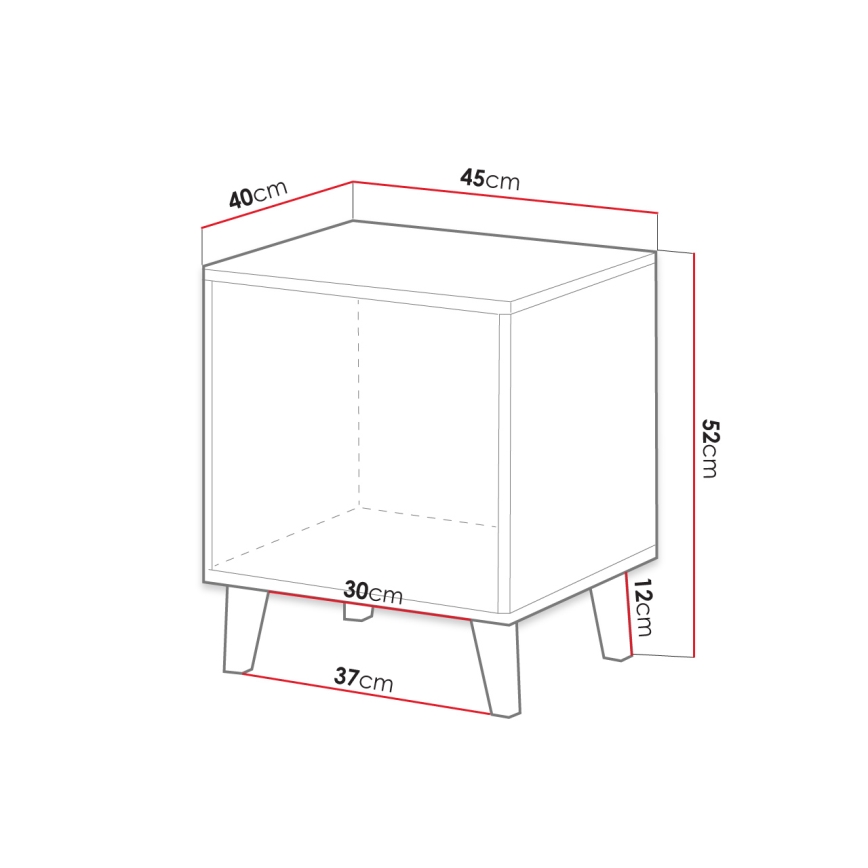 ΣΕΤ 2x Κομοδίνο VAMOS 52x45 cm ανθρακί