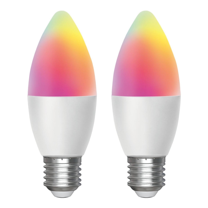 ΣΕΤ 2x Λάμπα LED RGBW Dimmable MESH Smart C37 E27/6,5W/230V 2700-6500K + τηλεχειριστήριο - Aigostar