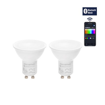 ΣΕΤ 2x Λάμπα LED RGBW Dimmable MESH Smart GU10/6,5W/230V 2700-6500K - Aigostar