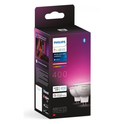 ΣΕΤ 2x Λάμπα LED RGBW Dimmable Philips Hue White And Color Ambiance GU5,3/MR16/6,3W/12V 2000-6500K