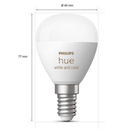 ΣΕΤ 2x Λάμπα LED RGBW Dimmable Philips Hue White And Color Ambiance P45 E14/5,1W/230V 2000-6500K