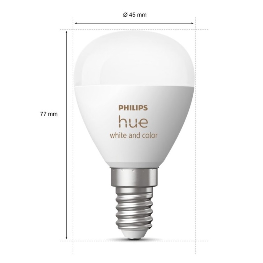 ΣΕΤ 2x Λάμπα LED RGBW Dimmable Philips Hue White And Color Ambiance P45 E14/5,1W/230V 2000-6500K