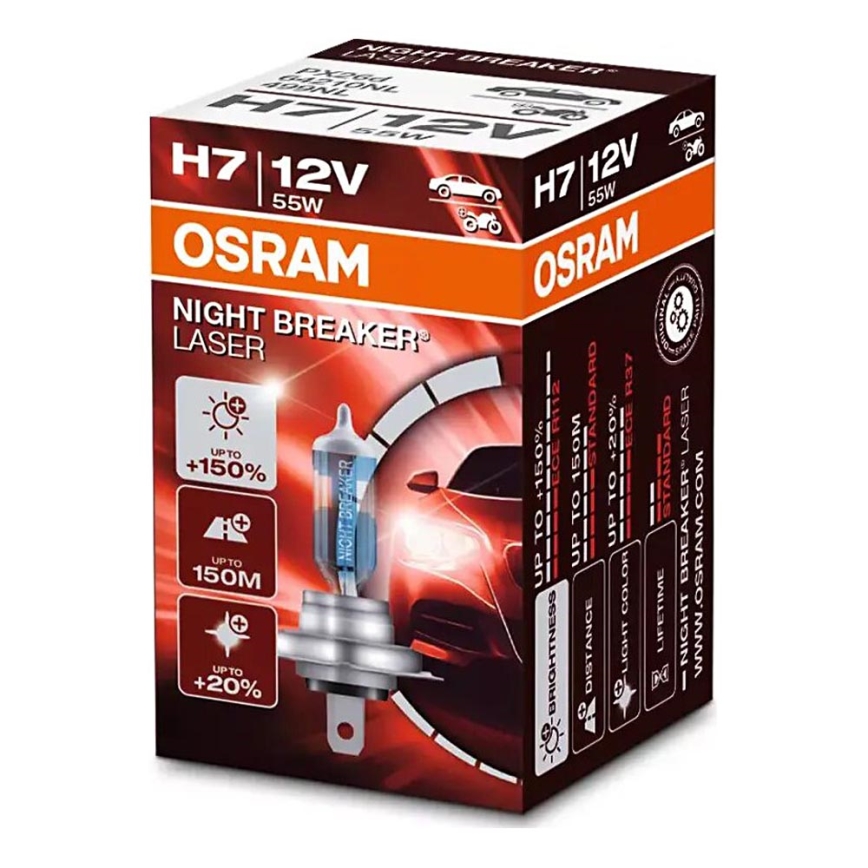 ΣΕΤ 2x Λάμπα αυτοκινήτου NIGHT BREAKER H7 PX26d/55W/12V - Osram
