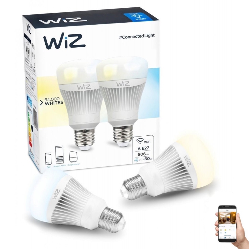 ΣΕΤ 2x Λάμπες LED Dimmable E27/11,5W/230V 2700-6500K Wi-Fi - WiZ