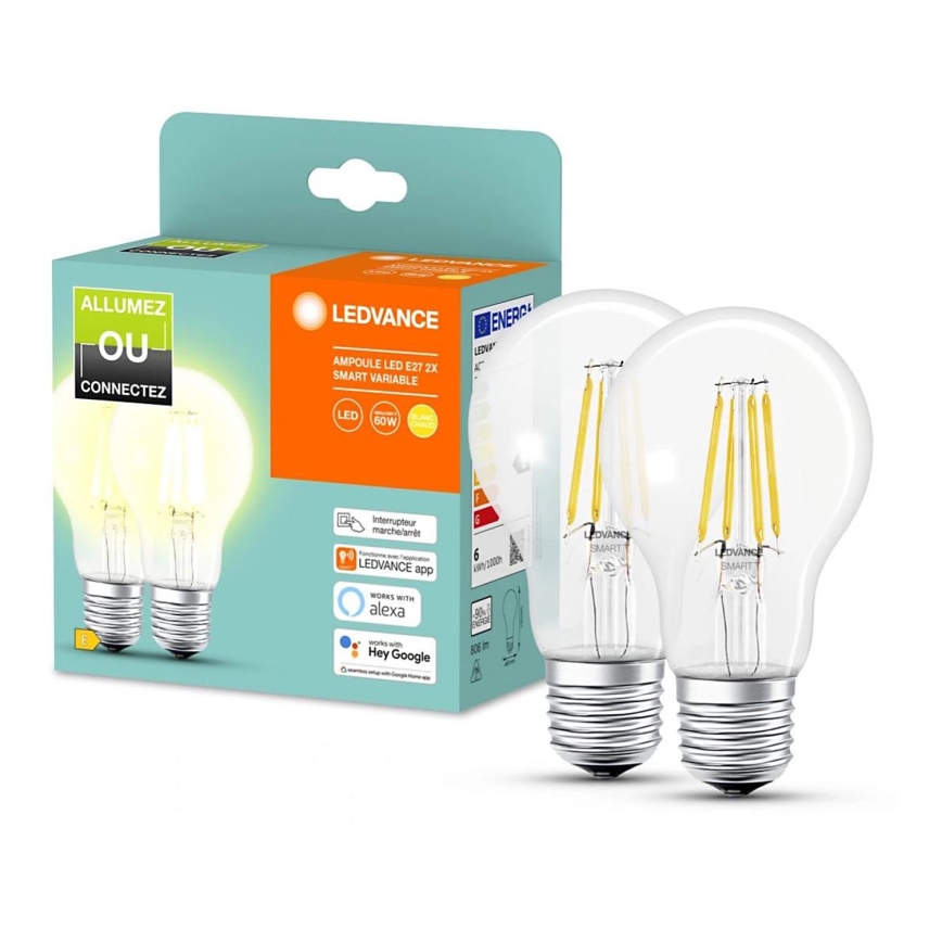 ΣΕΤ 2x Λάμπες LED Dimmable SMART+ A60 E27/6W/230V 2700K - Ledvance