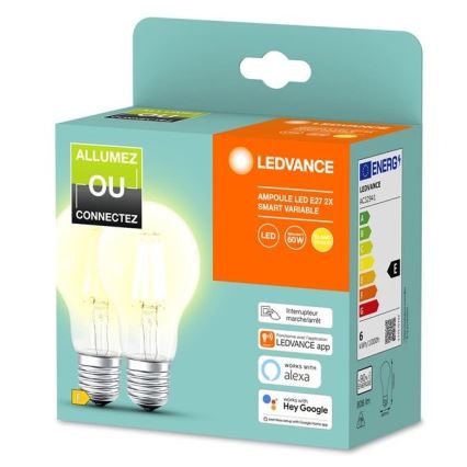 ΣΕΤ 2x Λάμπες LED Dimmable SMART+ A60 E27/6W/230V 2700K - Ledvance