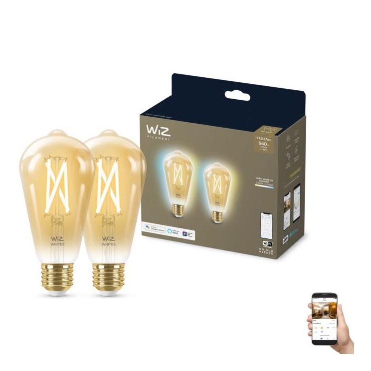 ΣΕΤ 2x Λάμπες LED Dimmable VINTAGE FILAMENT ST64 E27/6,7W/230V 2000-5000K Wi-Fi - WiZ
