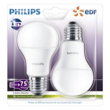 ΣΕΤ 2x Λάμπες LED Philips A60 E27/11W/230V 2700K