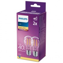 ΣΕΤ 2x Λάμπες LED VINTAGE Philips A60 E27/4,3W/230V 2700K
