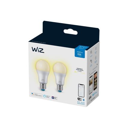 ΣΕΤ 2x Λαμπτήρας Dimming LED A60 E27/8W/230V 2700K CRI 90 Wi-Fi - WiZ