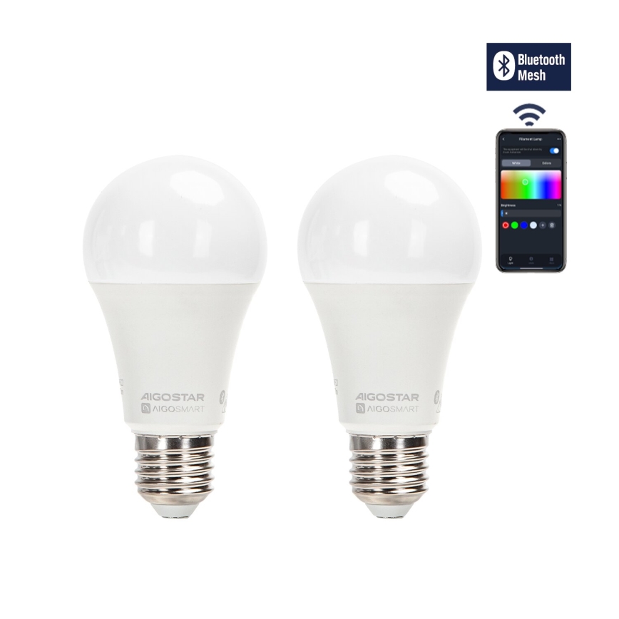 ΣΕΤ 2x Λάμπα LED RGBW Dimmable MESH Smart G45 E14/4,5W/230V 2700-6500K + τηλεχειριστήριο - Aigostar